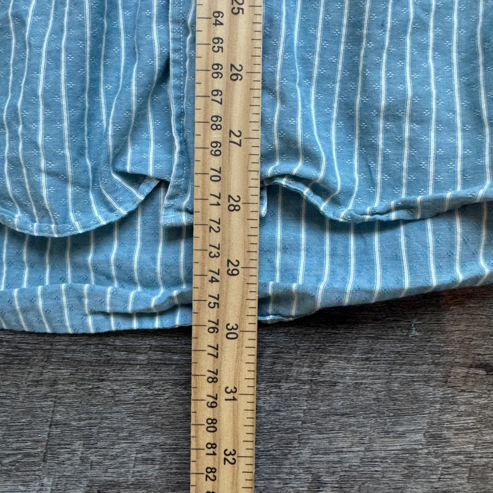 Polo Ralph Lauren Merrin Blue‎ White Striped Dobby Cotton Shirt Mens XL Summer